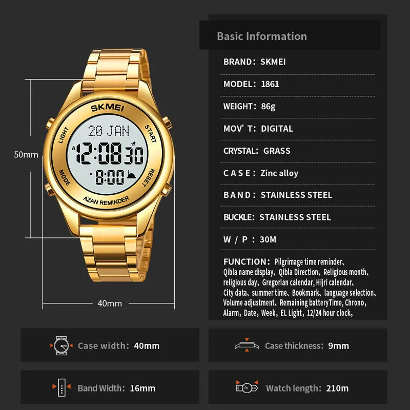 SKMEI 1861 Muslim Azan Watch w/ Namaz Compass