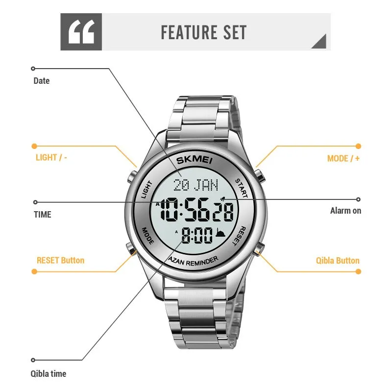 SKMEI 1861 Muslim Azan Watch w/ Namaz Compass