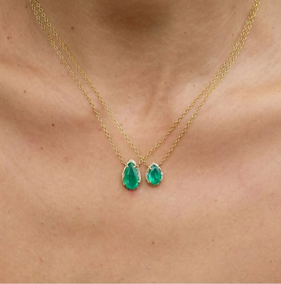 Small Emerald Pear Necklace