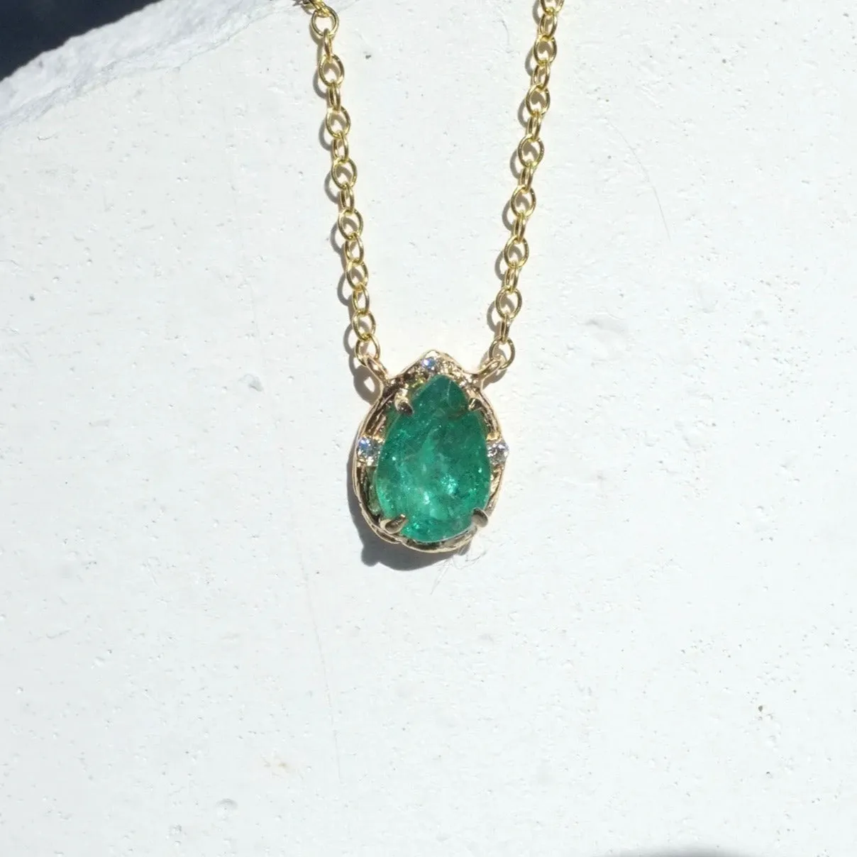 Small Emerald Pear Necklace
