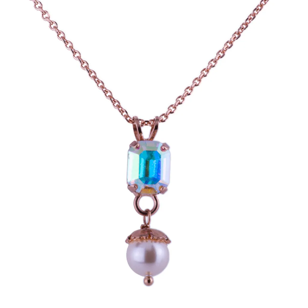 Small Emerald Pendant with Pearl Drop in "Dawn" *Custom*