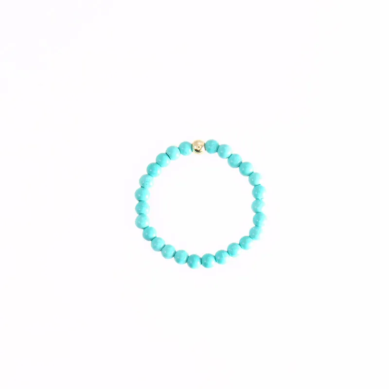 Small Turquoise Ring in Retro 14k Gold for Women - Sterling Silver Ultrafine Bracelet