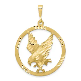 Solid 10k Yellow Gold Eagle In a Frame Charm Pendant