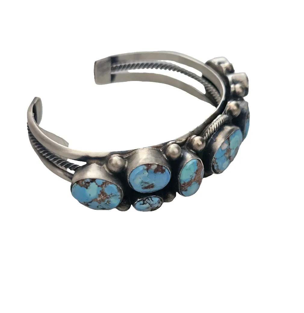 Stamped Sterling Silver Golden Hills Turquoise Cuff Bracelet