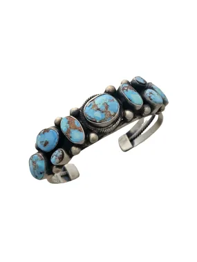 Stamped Sterling Silver Golden Hills Turquoise Cuff Bracelet