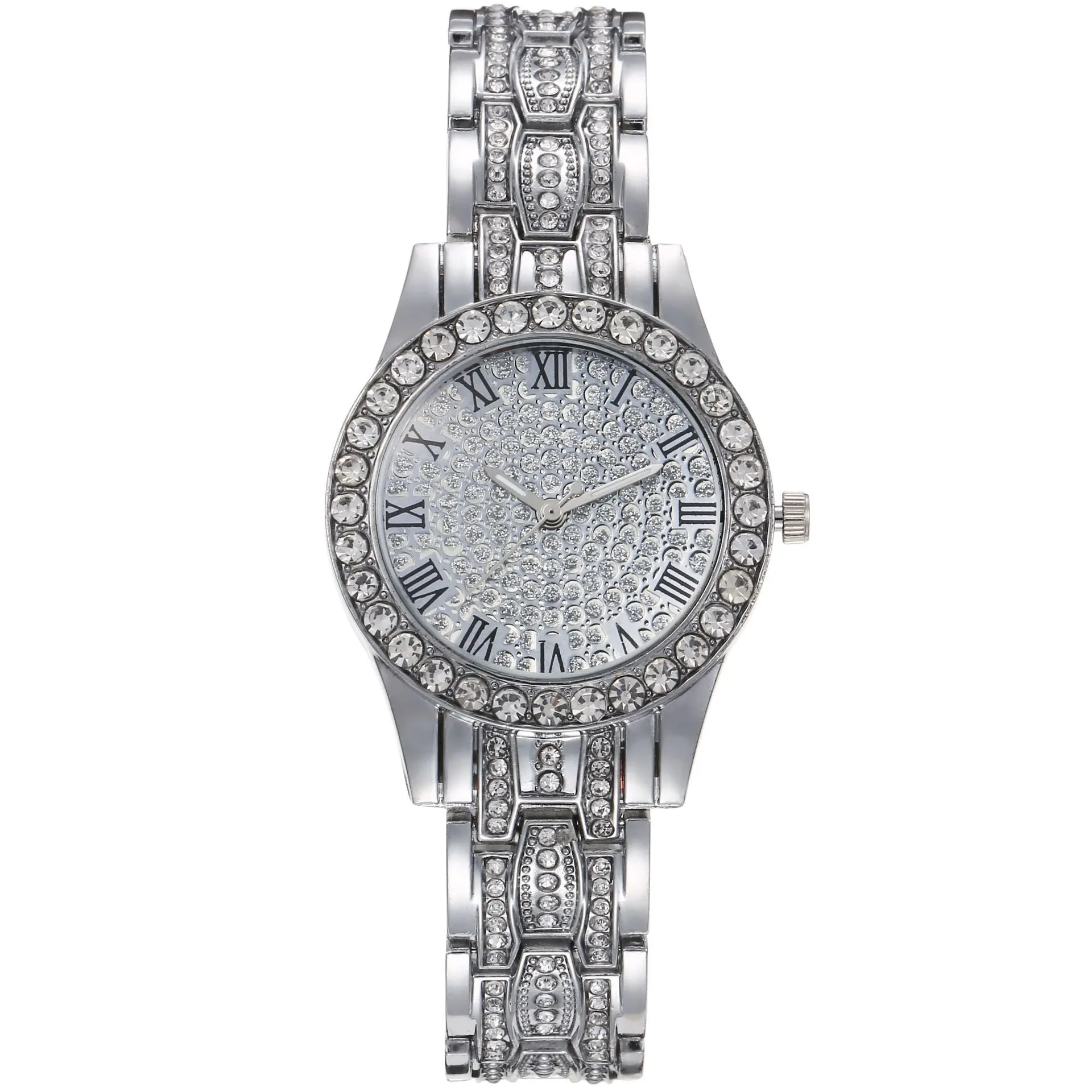 Starry Women's Diamond Fashion Numbers Watch Pearlescent Shiny Steel Strap Quartz Watch