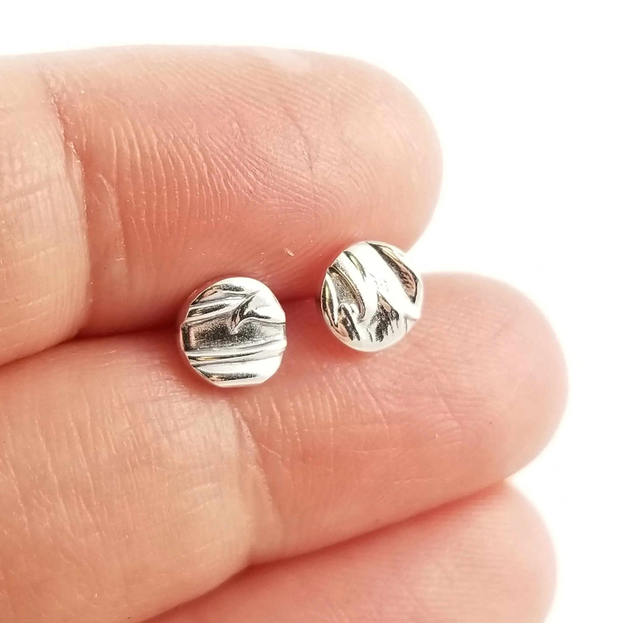 Sterling Silver Art Nouveau Leaves II Spoon Stud Earrings