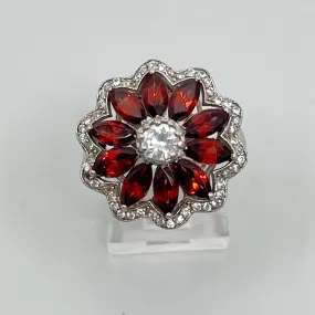 sterling silver cubic zirconia & garnet ring GM32