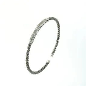 Sterling Silver CZ Flexible Bangle
