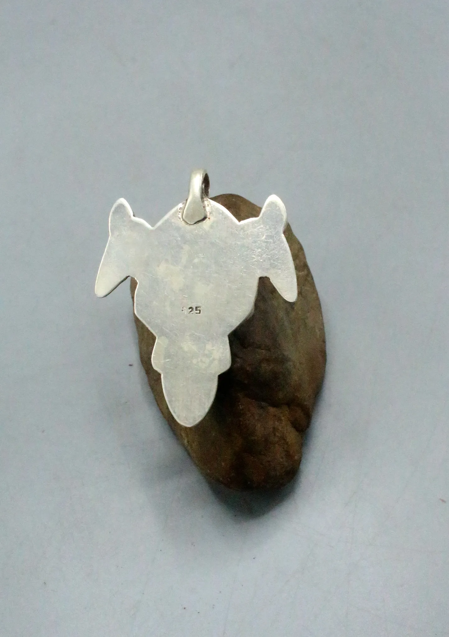 Sterling Silver Garuda Pendant with Inlaid Turquoise Stone