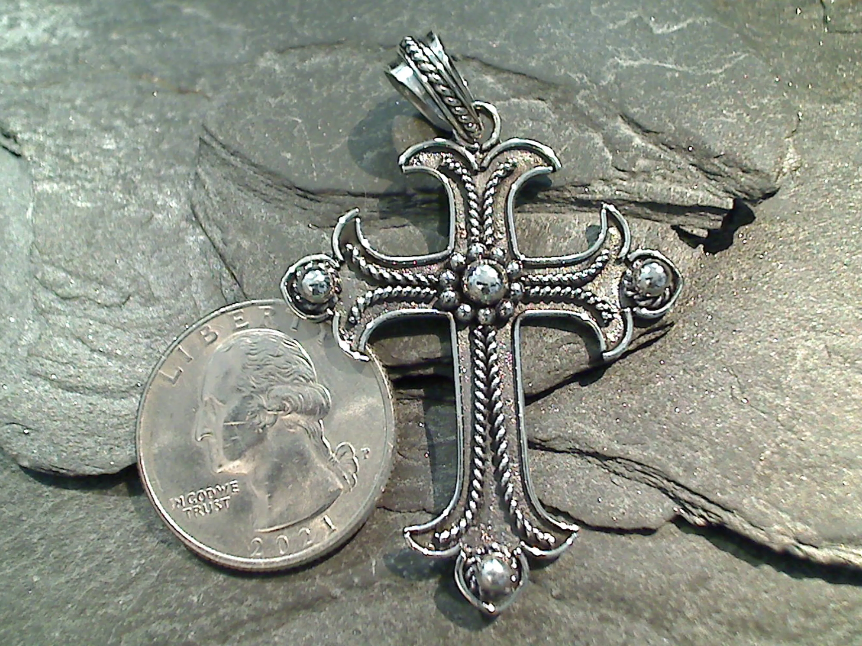 Sterling Silver Large Cross Pendant