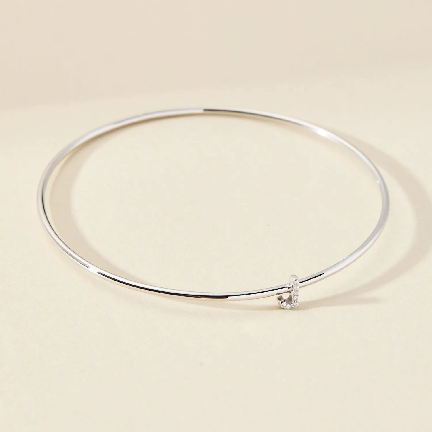 Sterling Silver Pavé Initial Bangle