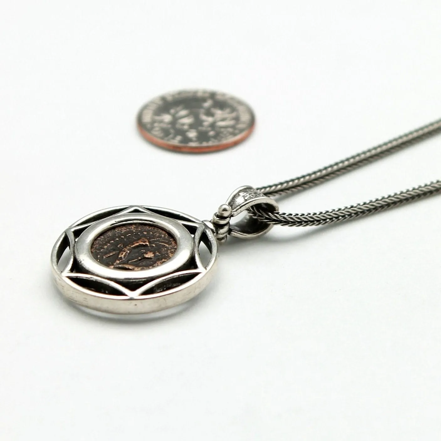 Sterling Silver Pendant, Yehohanan Prutah Coin, 7292