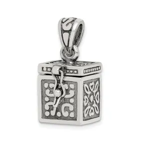 Sterling Silver Square Prayer Box Pendant