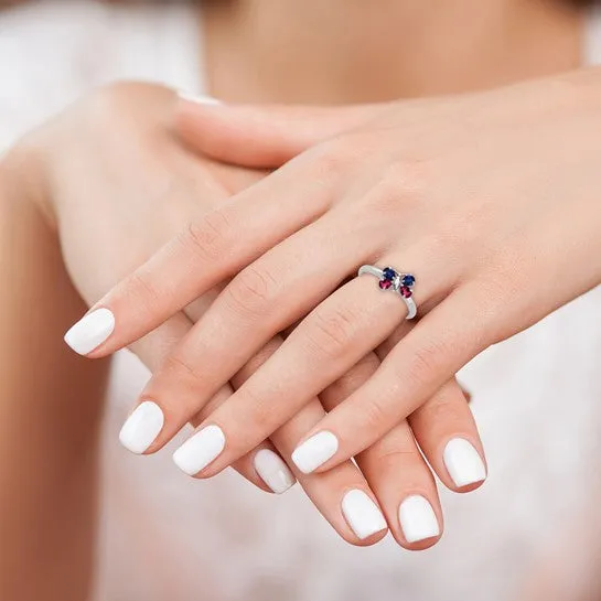 Sterling Silver Stackable Expressions Ruby and Blue Sapphire Butterfly Ring
