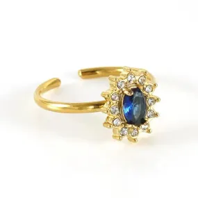 Stunning 18K Gold-Plated Zircon Sunburst Adjustable Ring