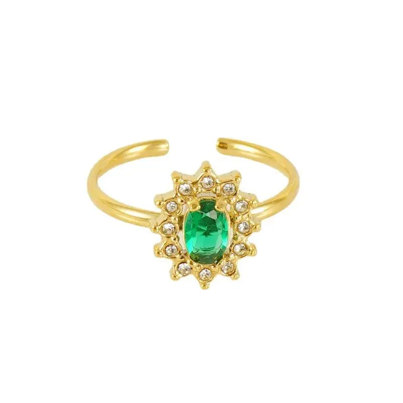 Stunning 18K Gold-Plated Zircon Sunburst Adjustable Ring