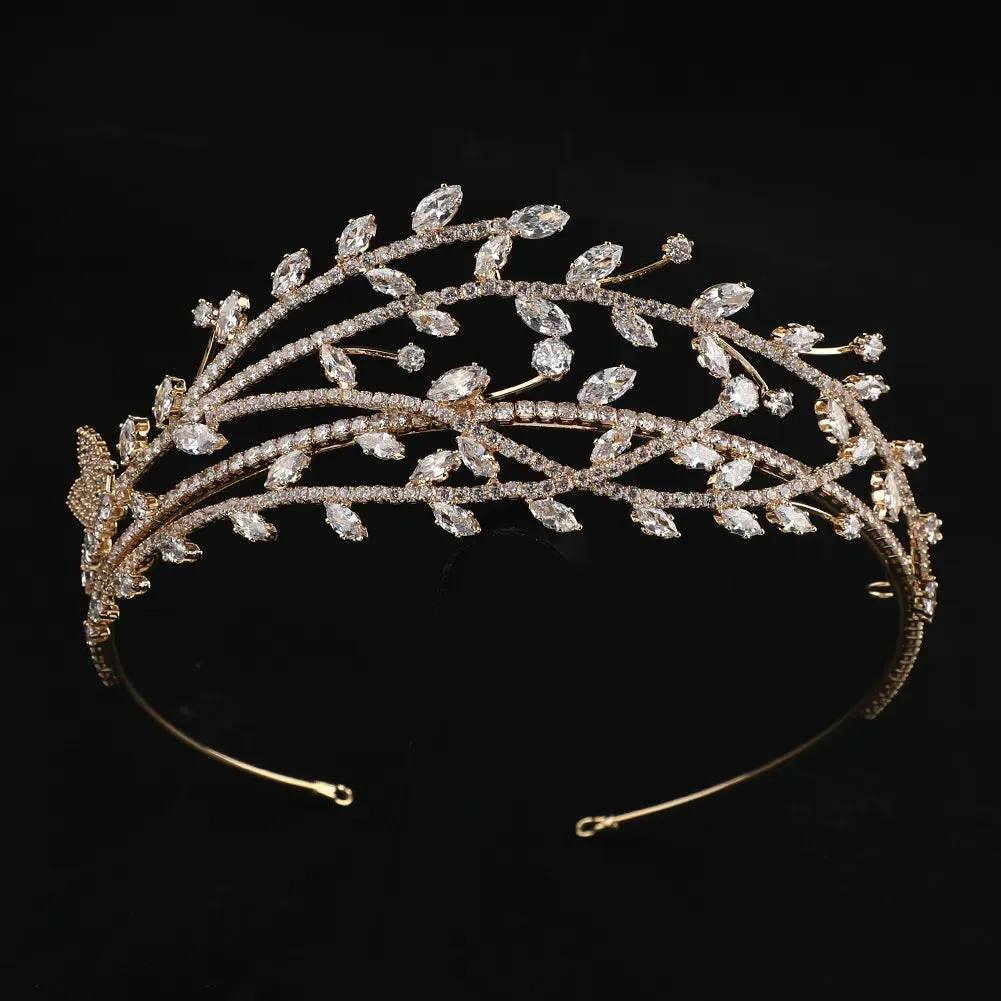 Stunning CZ Roman Inspired Diamond Like Bridal Crown