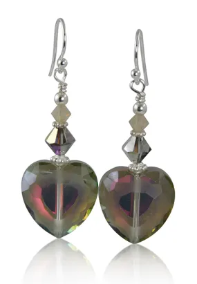 Sunset Crystal Heart Beaded Earrings