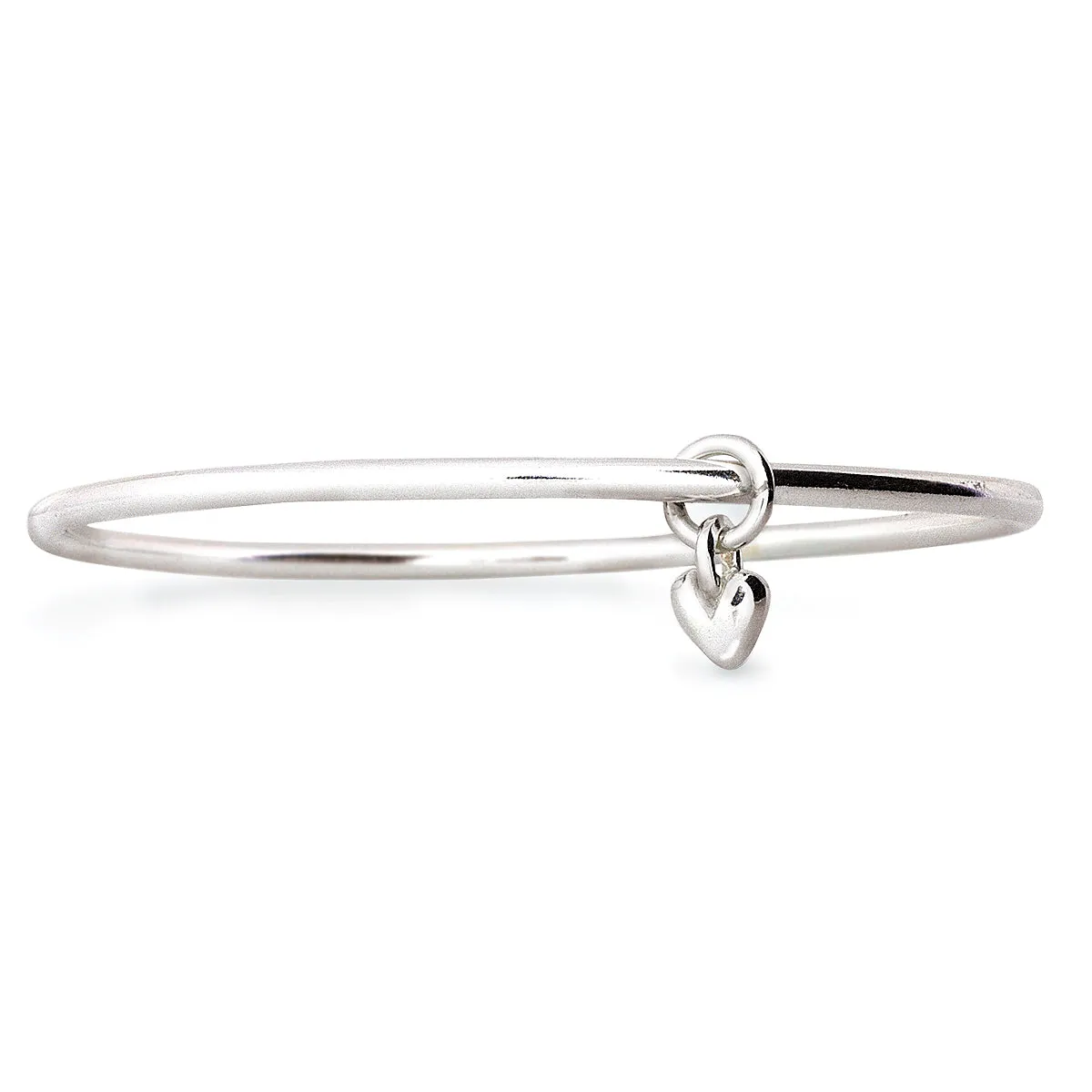 Sweetheart Silver Heart Charm Bangle