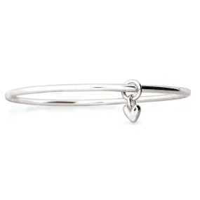 Sweetheart Silver Heart Charm Bangle