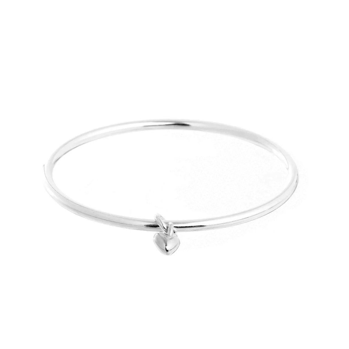 Sweetheart Silver Heart Charm Bangle