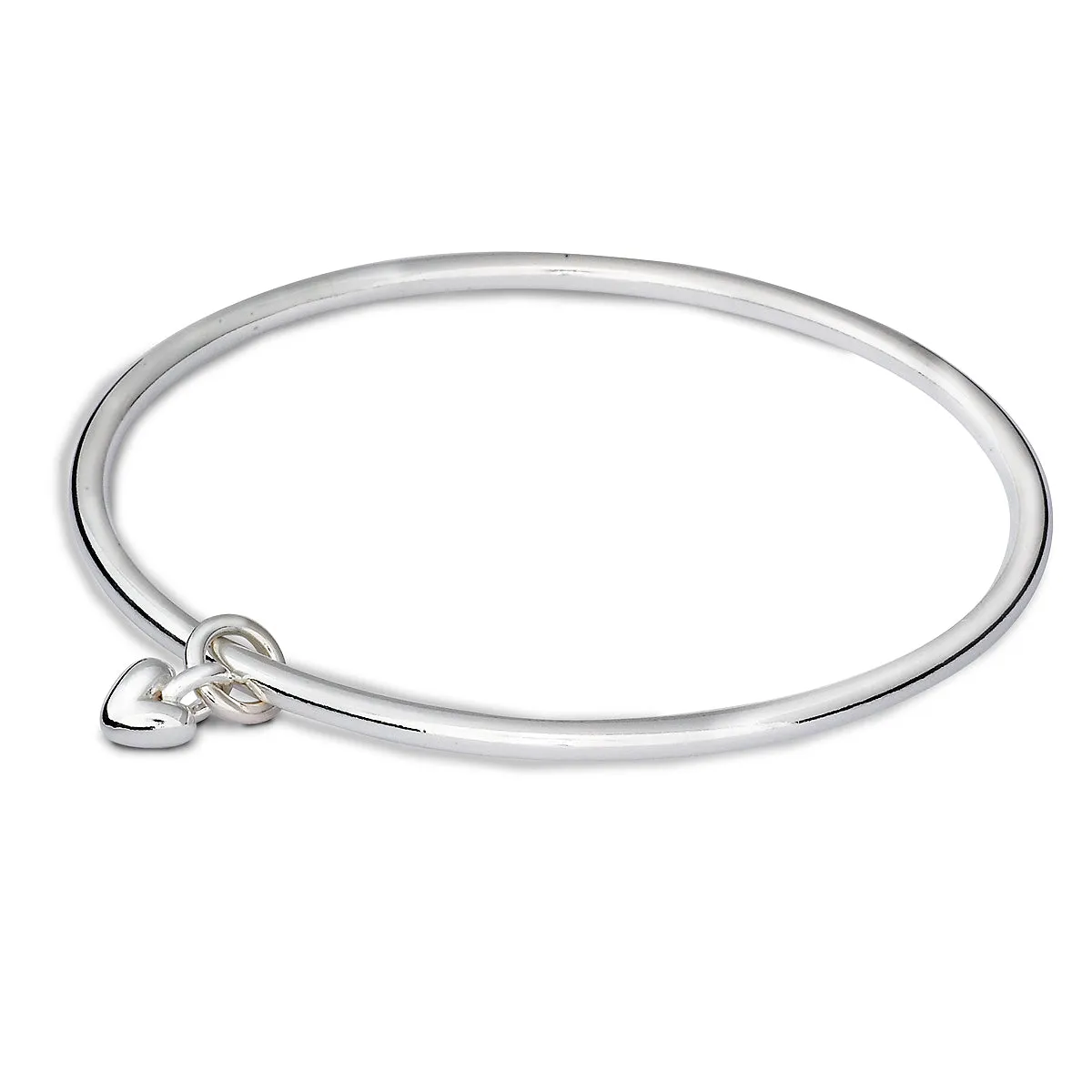 Sweetheart Silver Heart Charm Bangle