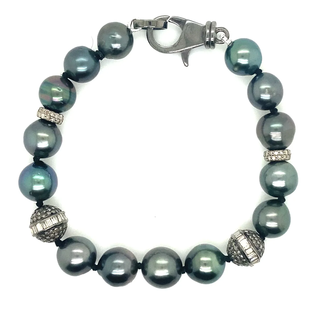 Tahitian Pearl & Diamond Rondelle Bracelet