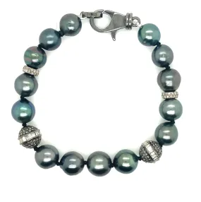 Tahitian Pearl & Diamond Rondelle Bracelet