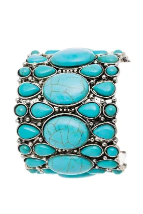 TEEK - Silver/Turquoise Stone Cuff Bangle