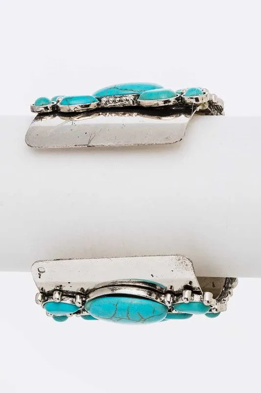 TEEK - Silver/Turquoise Stone Cuff Bangle