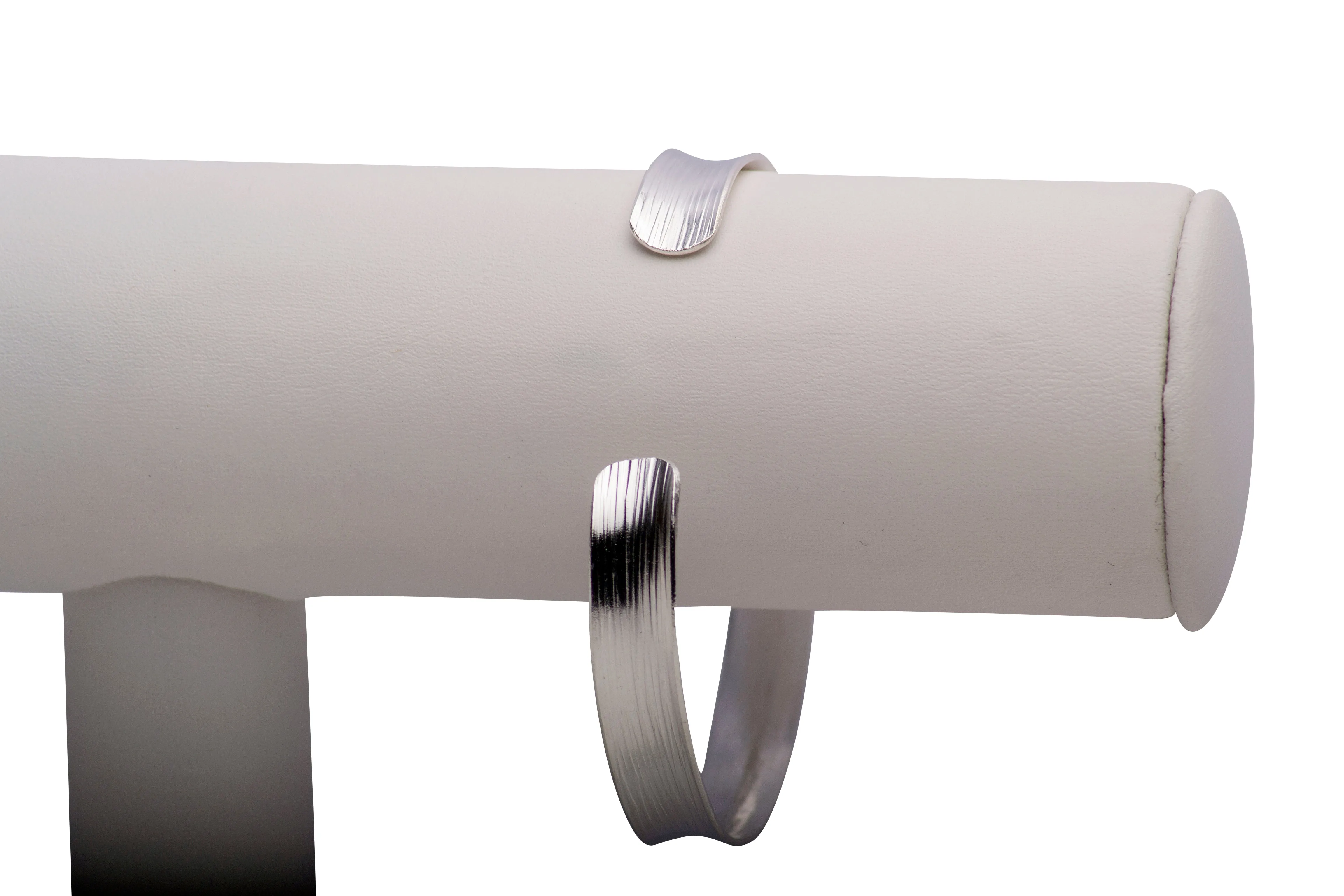 Textured Silver Open Bangle