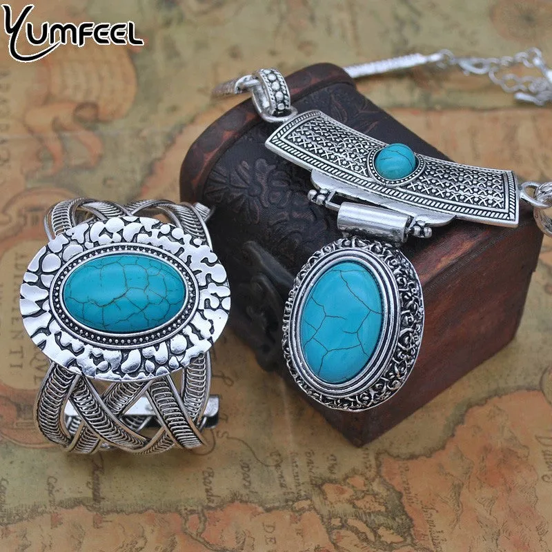 Tibetan Silver with Synthetic Stone Bracelet Fashion Jewelry for Women