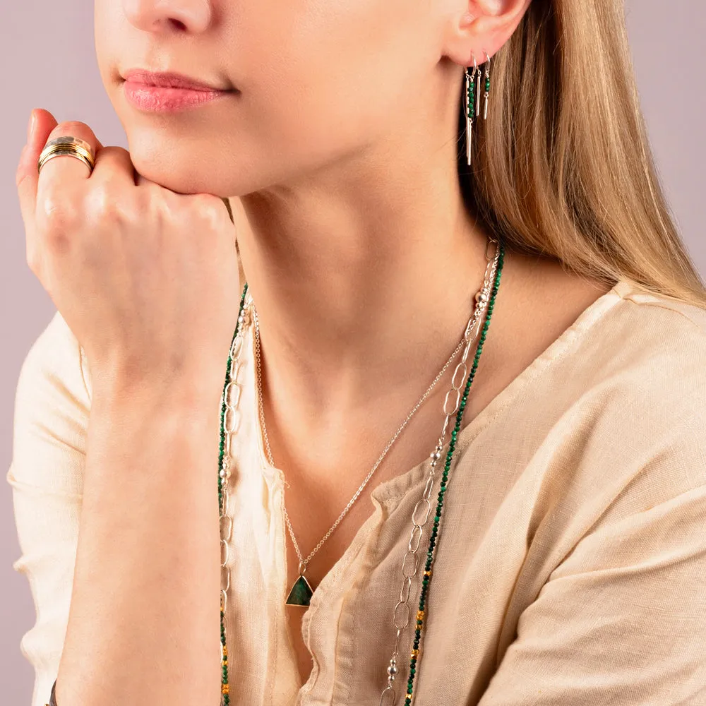 Triad Necklace in Emerald & Silver
