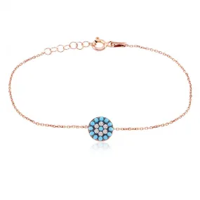 Turquoise eye Cross Bracelet Gold 925