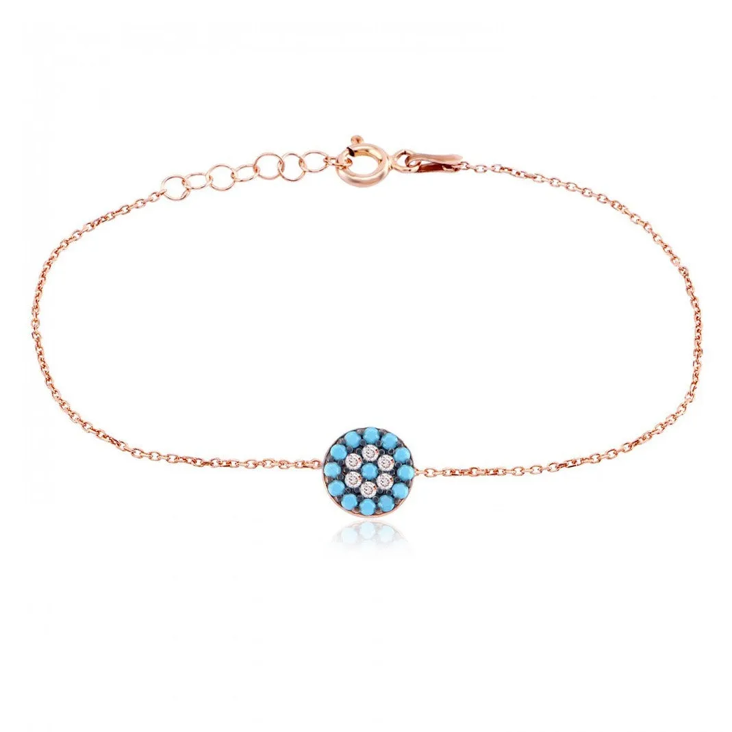 Turquoise eye Cross Bracelet Gold 925