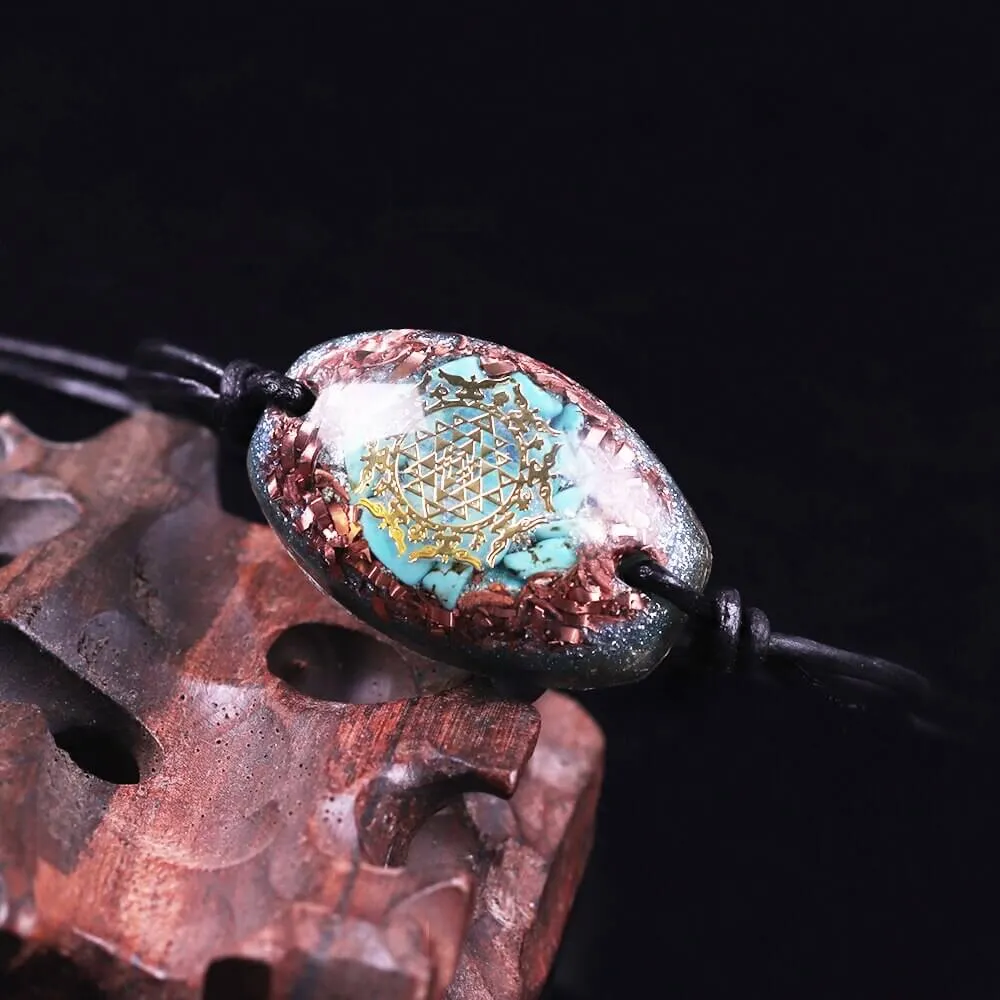 Turquoise Sri Yantra Rope Bracelet