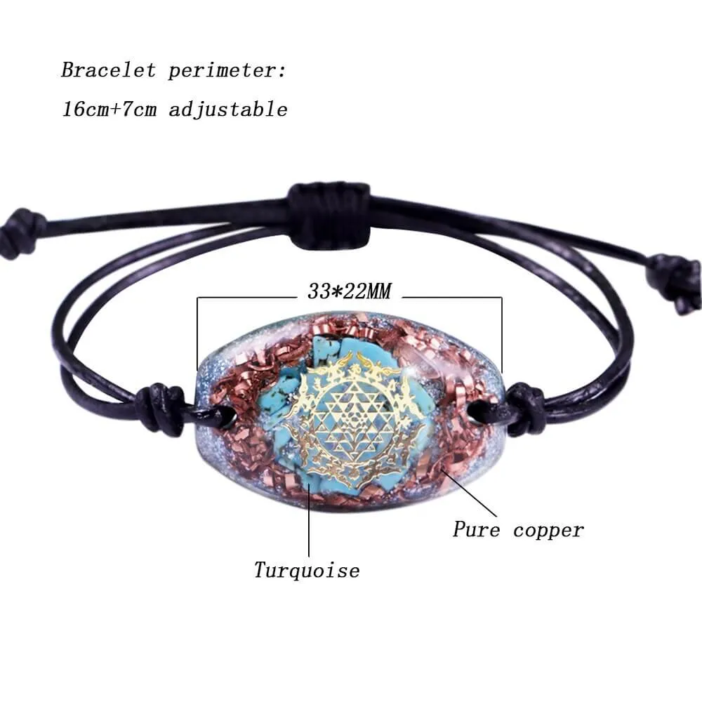 Turquoise Sri Yantra Rope Bracelet