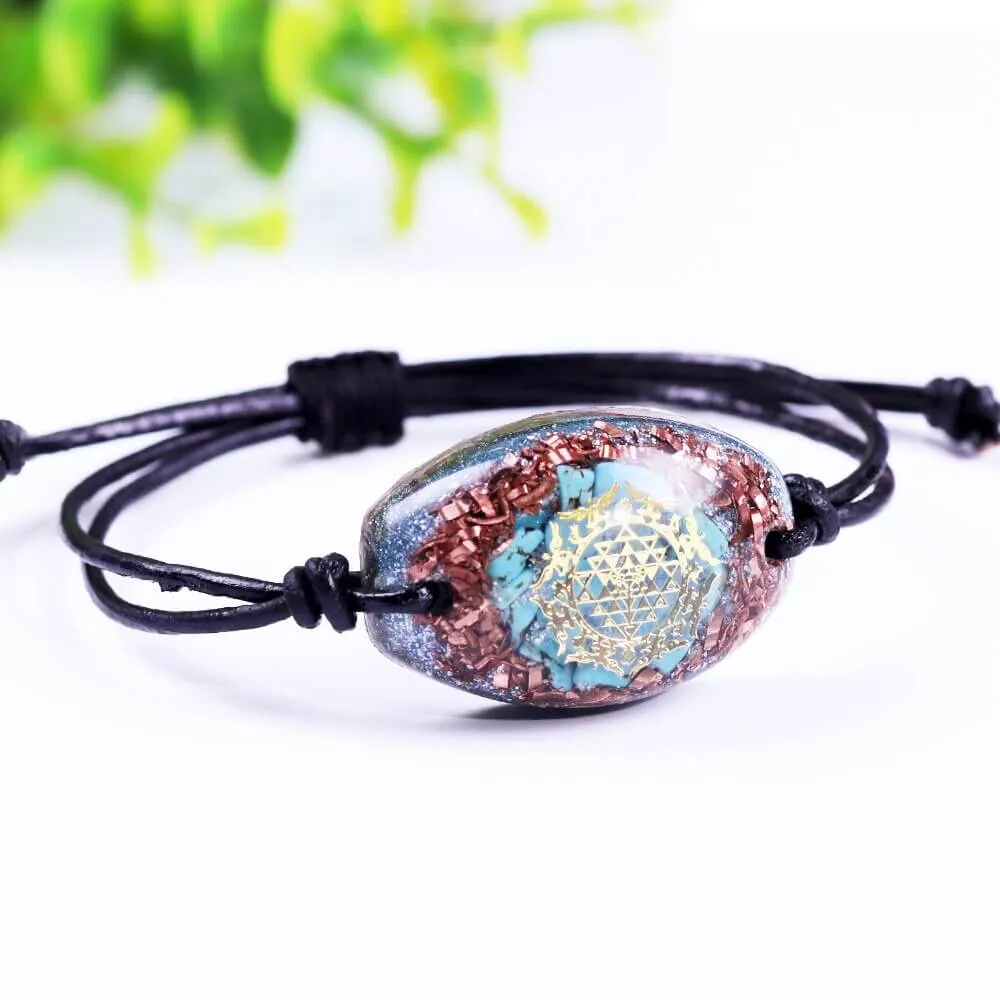 Turquoise Sri Yantra Rope Bracelet