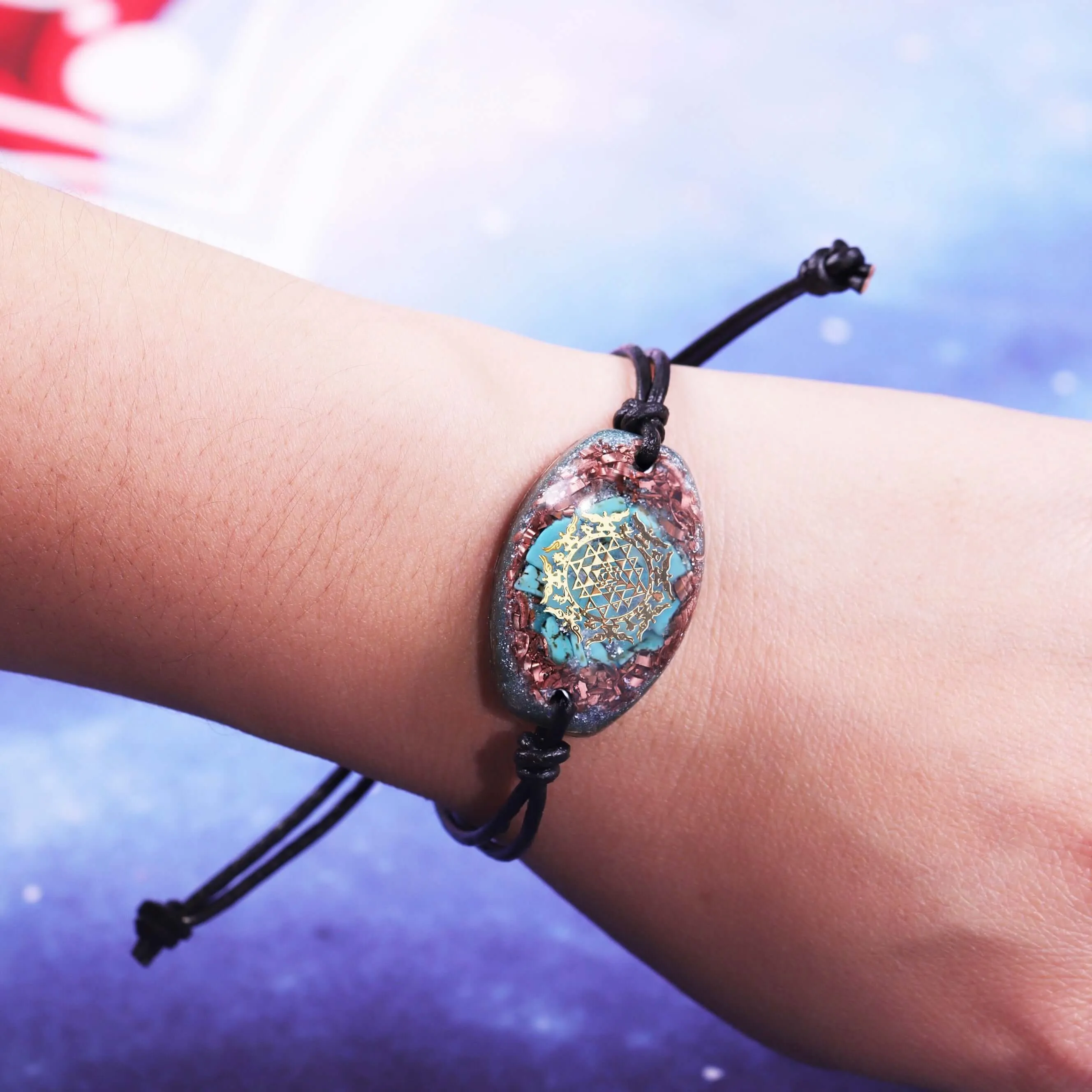 Turquoise Sri Yantra Rope Bracelet