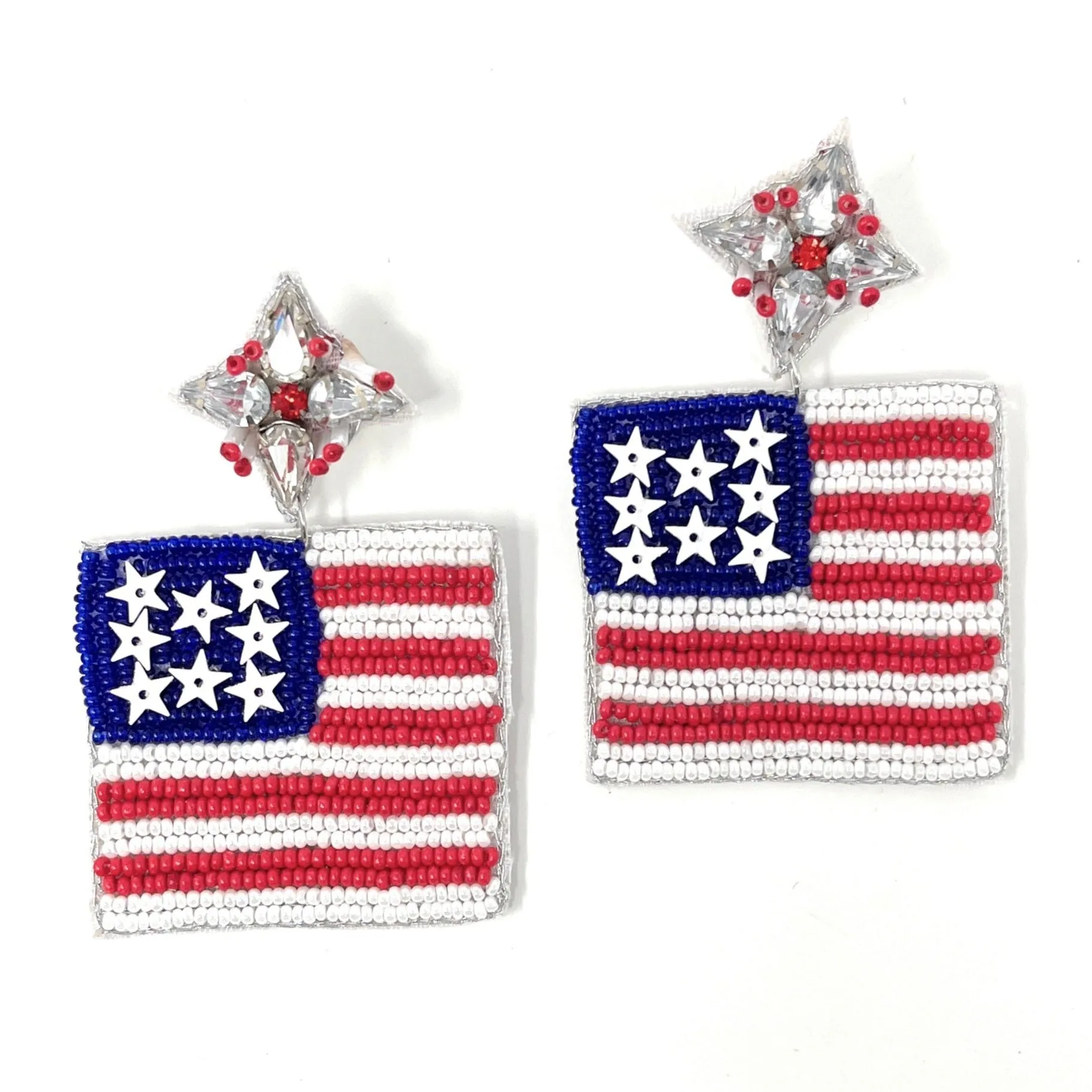 USA Flag Beaded Earrings
