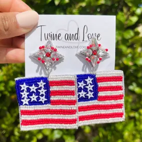 USA Flag Beaded Earrings