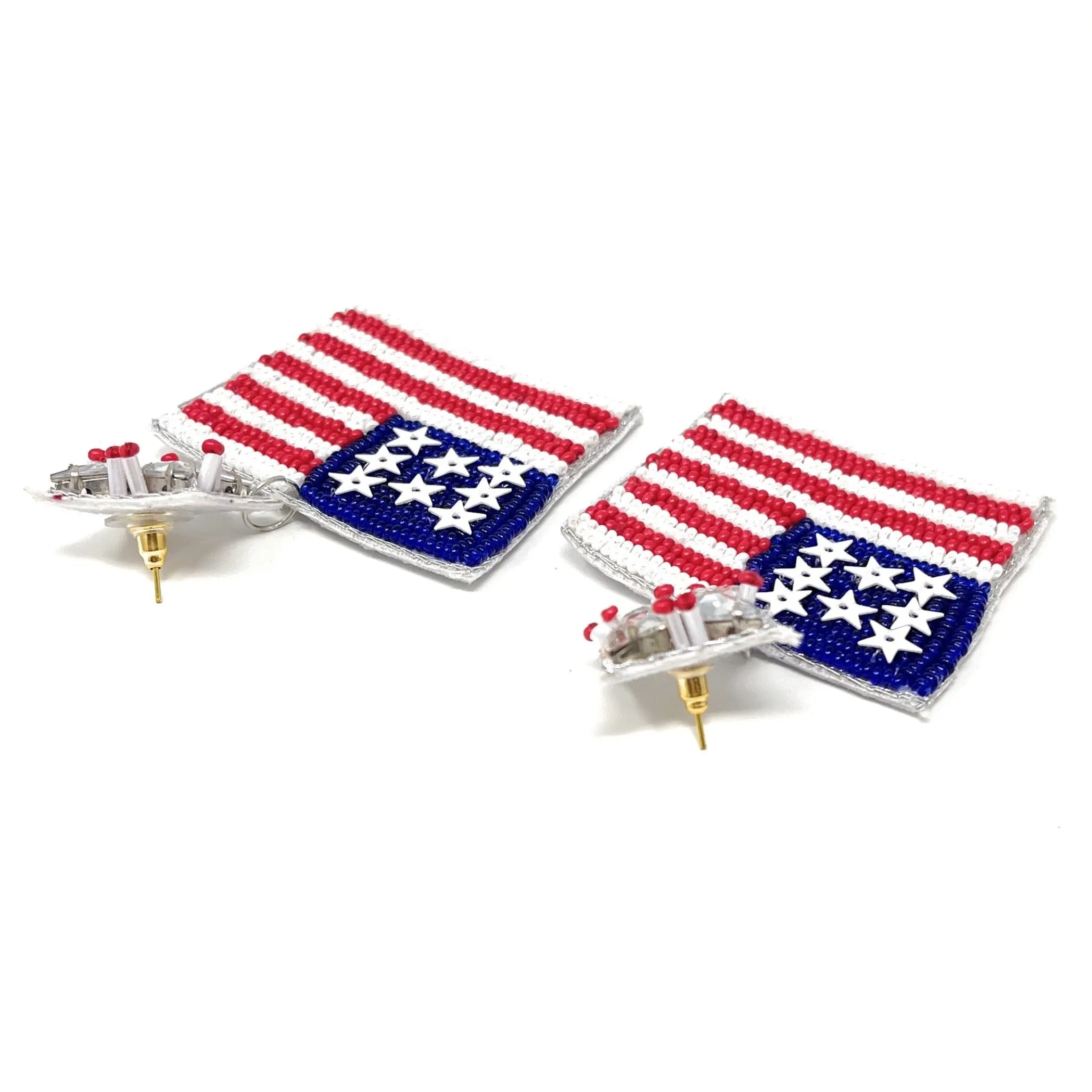 USA Flag Beaded Earrings