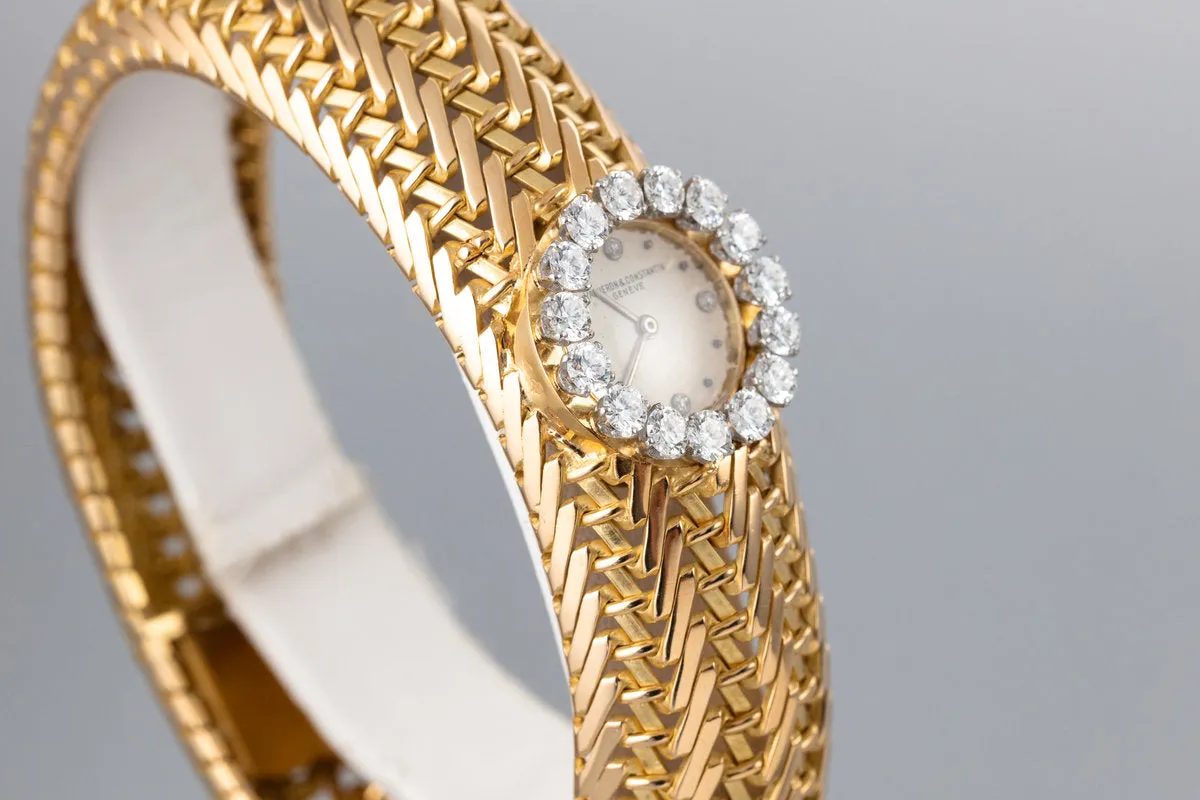 Vacheron Constantin 18K Bracelet Watch with Diamond Surround and Markers