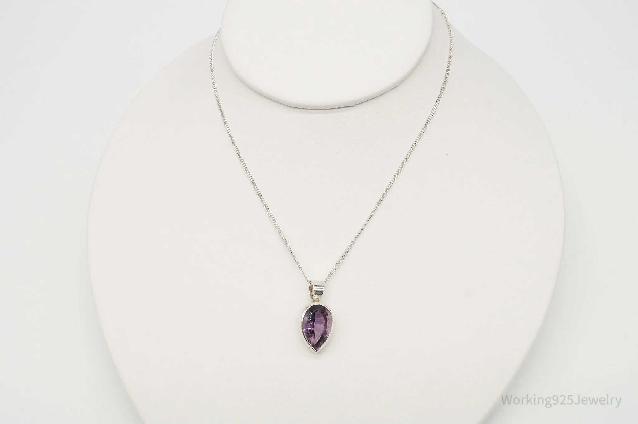 Vintage Amethyst Sterling Silver Chain Necklace