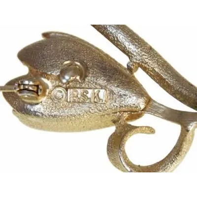 Vintage BSK Rhinestone Golden Tulip Brooch 1950S