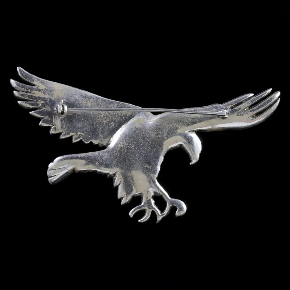 Vintage Eagle Brooch Silver Cut Steel