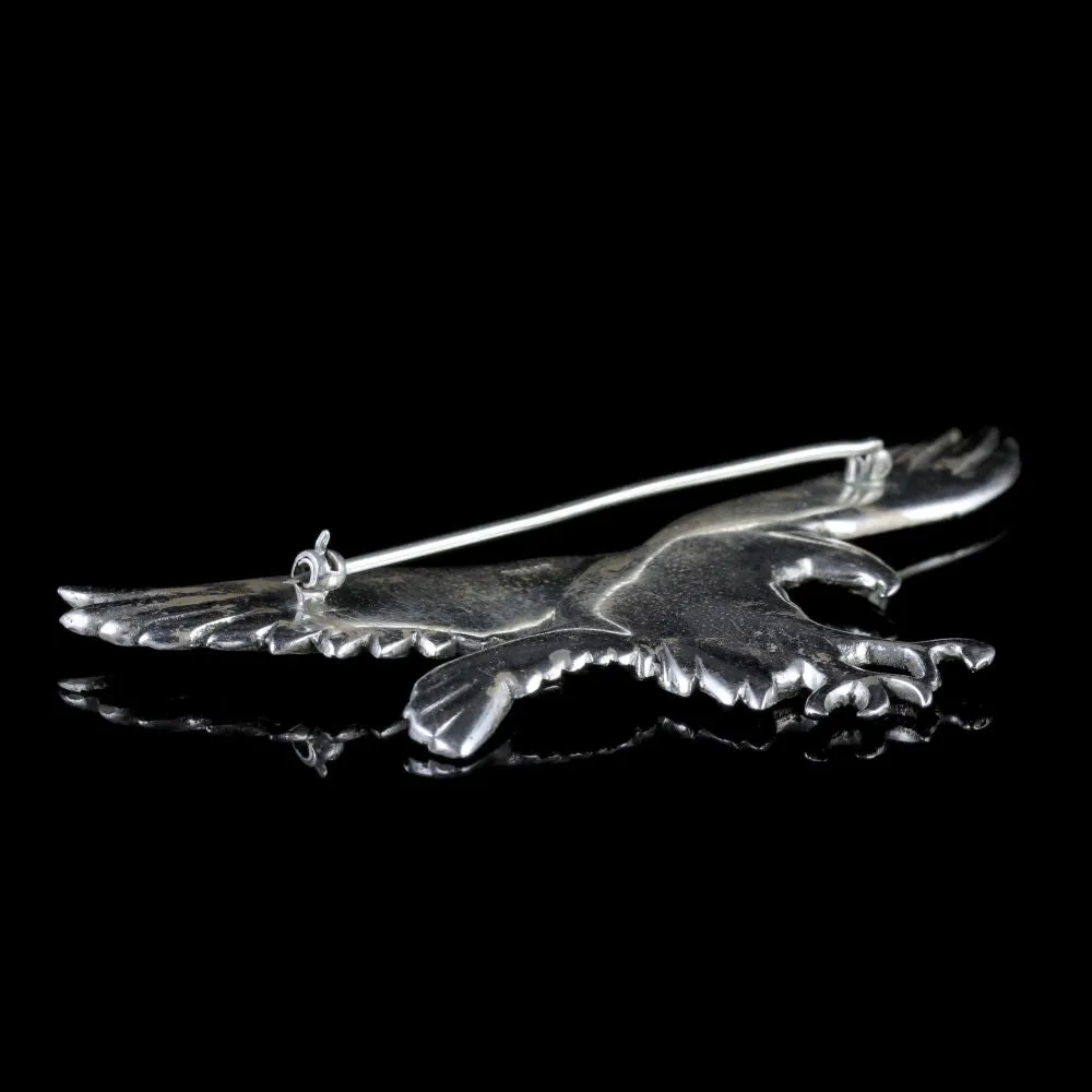 Vintage Eagle Brooch Silver Cut Steel