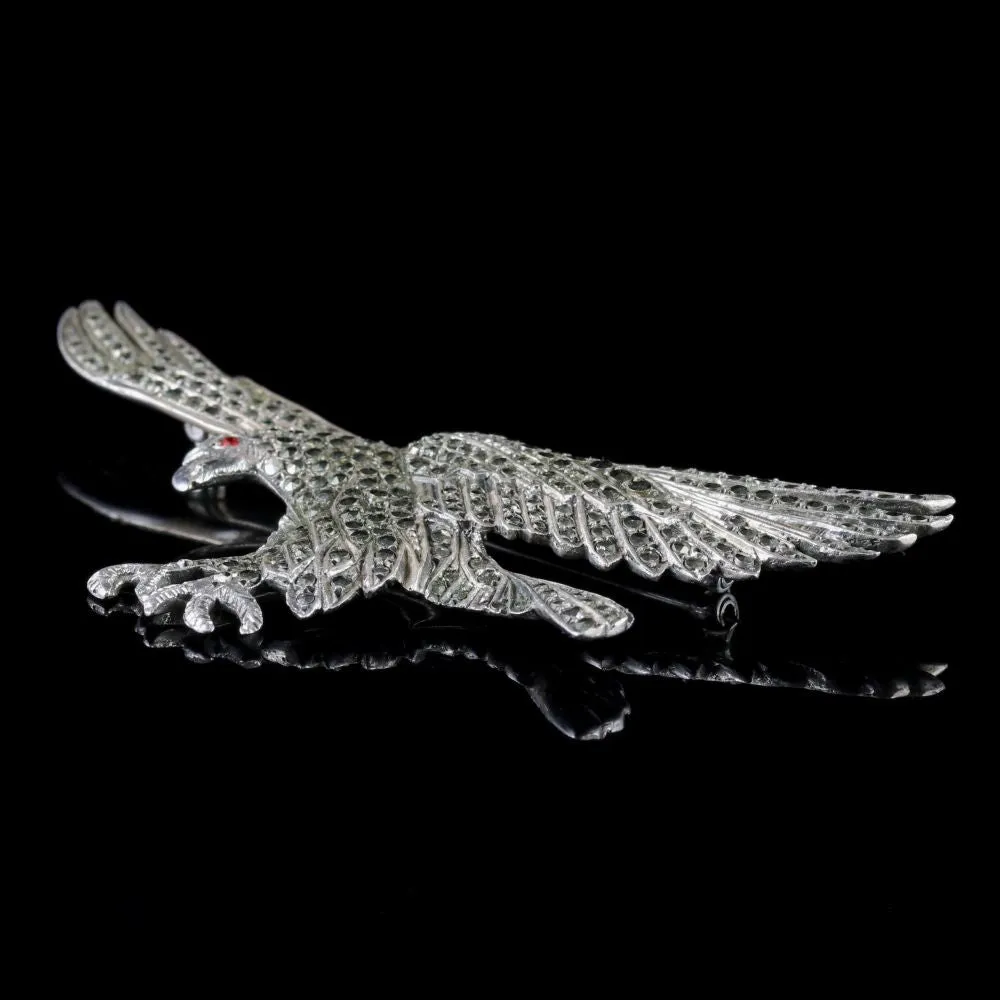 Vintage Eagle Brooch Silver Cut Steel