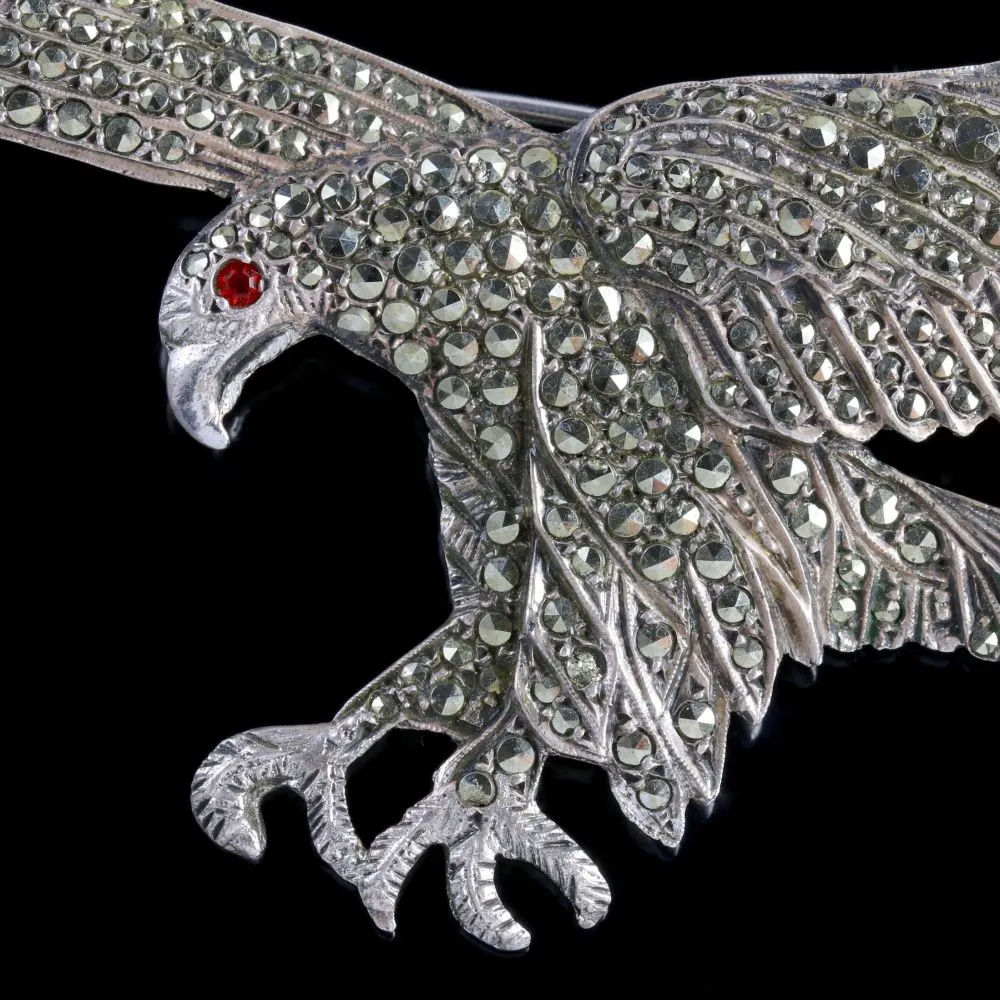 Vintage Eagle Brooch Silver Cut Steel